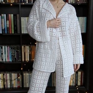 Summer Crochet jacket and pants set, any size
